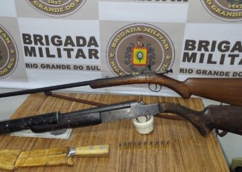 DOIS HOMENS SÃO PRESOS PELA BM COM ARMAS EM NOVA ROMA DO SUL