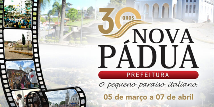Prefeitura de Nova Pádua divulga programação do aniversário de 30 Anos de Emancipação Política do Município