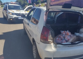 BM de Nova Roma do Sul aborda homem transportando 17 kg de frango de forma inadequada e com IPVA vencido