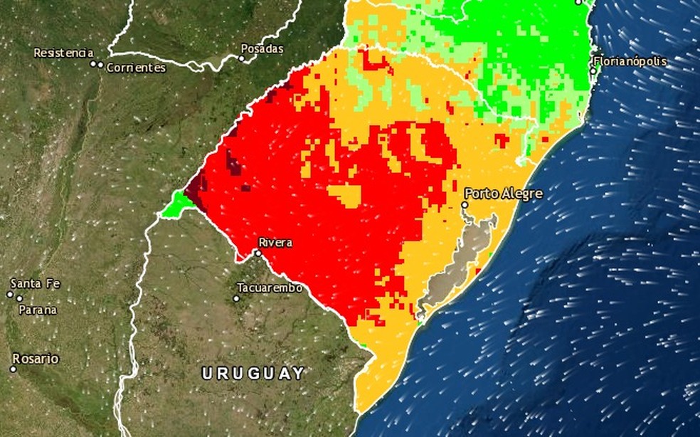 Interior do RS apresenta risco de queimadas durante a semana em razão do calor — Foto: Climatempo