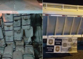 Operação conjunta da BM e Polícia Civil apreende caminhão carregado de agrotóxicos