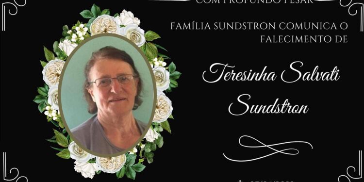 NOTA DE FALECIMENTO: Teresinha Salvati Sundstron