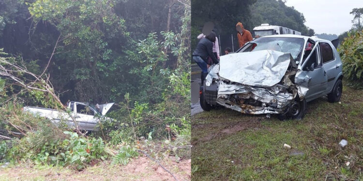 Três pessoas morrem em colisão envolvendo um Celta e uma Saveiro na ERS-122 em Flores da Cunha