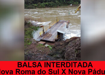 Devido as fortes chuvas balsa que liga Nova Roma X Nova Pádua está novamente interditada