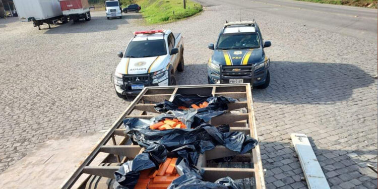 PRF apreende mais de uma tonelada de maconha em fundo falso de caminhão, em Ipê