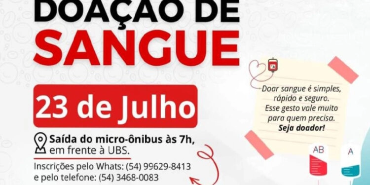 Pinto Bandeira promove ação de doação de sangue neste sábado (23)