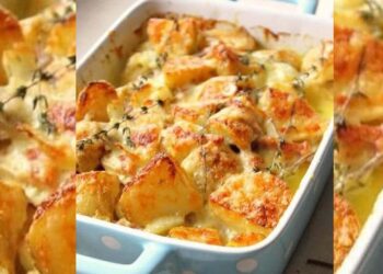 BATATA GRATINADA COM CREME DE LEITE E REQUEIJÃO