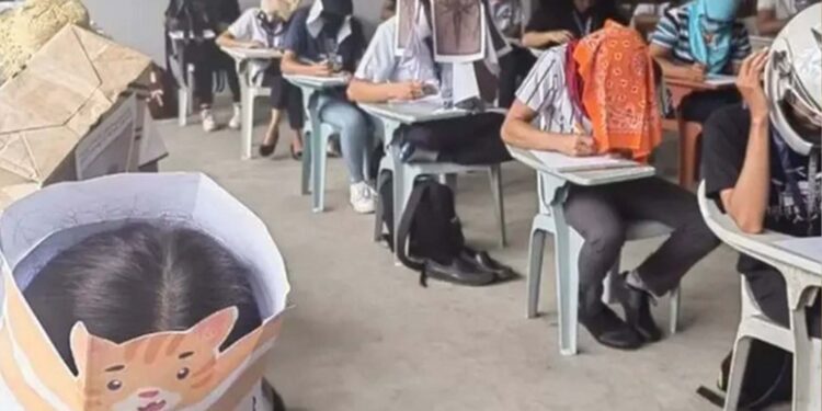 Chapéus ‘anti-cola’ usados durante prova nas Filipinas viralizam nas redes sociais