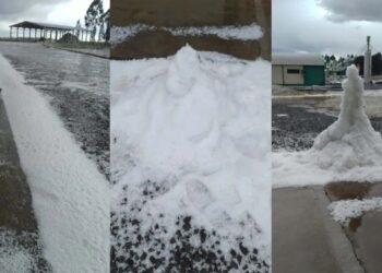 Moradores registram queda de granizo em Esmeralda: ‘nesta época, nunca tinha visto’