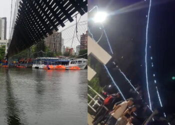 Bombeiros buscam por desaparecidos após queda parcial de ponte em Torres