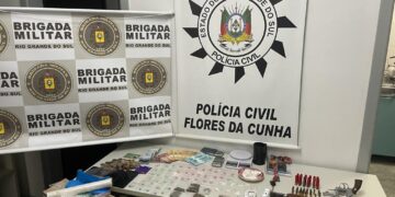 Polícia Civil e BM fazem apreensão de armas, dinheiro e prende dois homens em Flores da Cunha