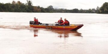 Bombeiros de Estrela resgatam vaca no Rio Taquari