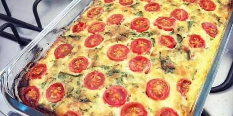 Torta de Espinafre com Tomate Cereja⠀