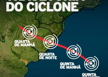 Veja a rota prevista para o ciclone no Sul do Brasil