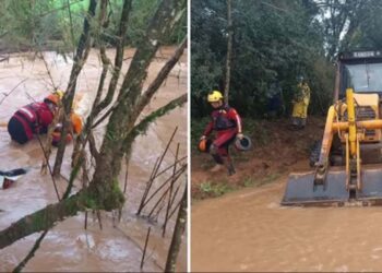 Homem morre após ter carro levado pela correnteza durante chuva em Mato Castelhano, dizem bombeiros