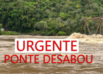 Desabamento da Ponte de Ferro entre Nova Roma do Sul e Farroupilha devido às Fortes Chuvas