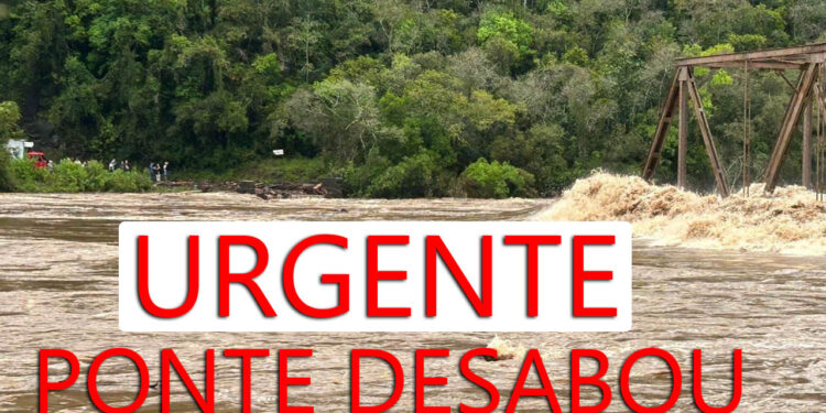 Desabamento da Ponte de Ferro entre Nova Roma do Sul e Farroupilha devido às Fortes Chuvas