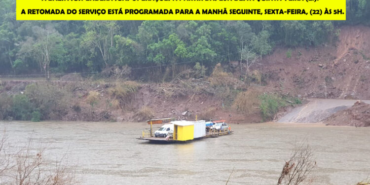 Balsa entre Nova Roma do Sul e Nova Pádua interrompe travessia noturna: Serviço retoma na manhã seguinte