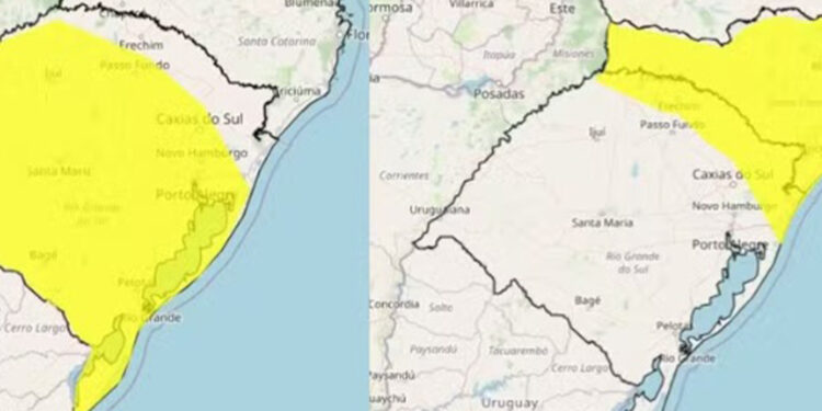 Inmet emite alerta preventivo para tempestade no RS
