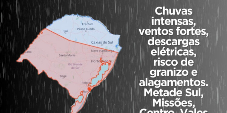 Defesa Civil alerta de chuvas intensas, ventos fortes, descargas elétricas, risco de granizo e alagamentos