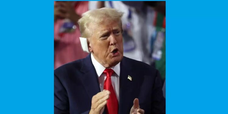 Com curativo na orelha, Trump faz primeira aparição pública após atentado em comício