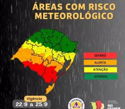Defesa Civil alerta para tempestades no Rio Grande do Sul nos próximos dias