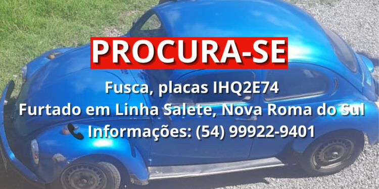 Fusca é Roubado de Residência Enquanto Proprietário Participava de Festa na Comunidade da Salete, Interior de Nova Roma do Sul