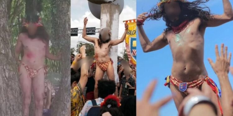 Performance de “Jesus de fio-dental” em bloquinho do RS gera polêmica e denúncia no MPF