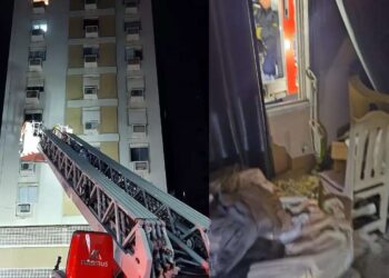 11 pessoas são resgatadas e dois cães morrem em incêndio de madrugada em Balneário Camboriú