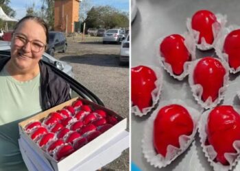 ‘Morango do amor’ é febre em feira na capital nacional do doce: ‘não estamos dando conta’, diz doceira