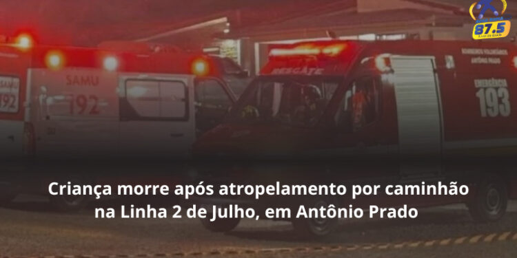 Criança morre após atropelamento por caminhão na Linha 2 de Julho, em Antônio Prado