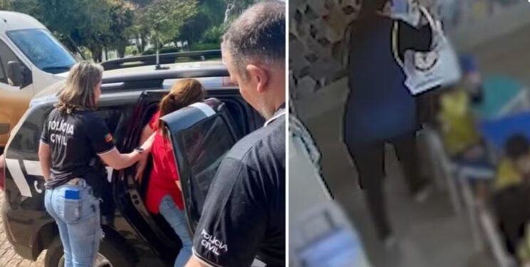 Professora filmada agredindo aluno com pilha de livros no RS é solta e passa a usar tornozeleira eletrônica; criança perdeu dentes