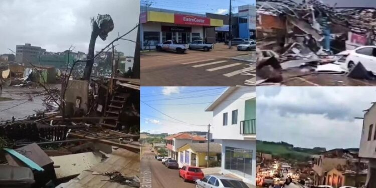 Tornado devasta Rio Bonito do Iguaçu no Paraná