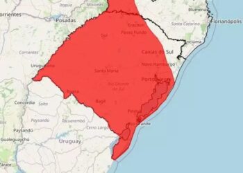 Inmet emite alerta vermelho para tempestades no Rio Grande do Sul