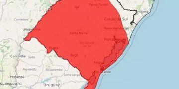 Inmet emite alerta vermelho para tempestades no Rio Grande do Sul